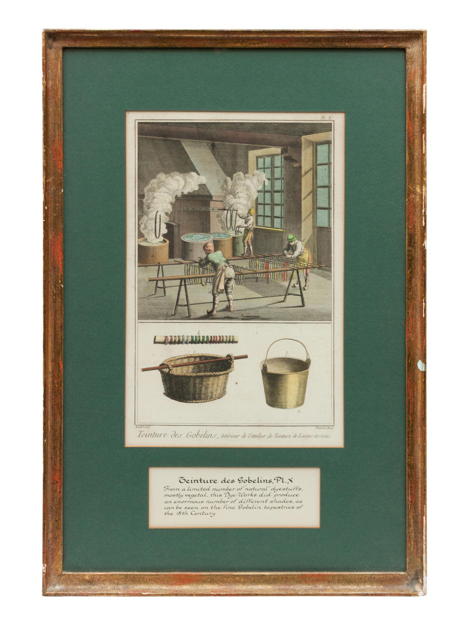 Three Color Engravings from a French Dyeing Manual