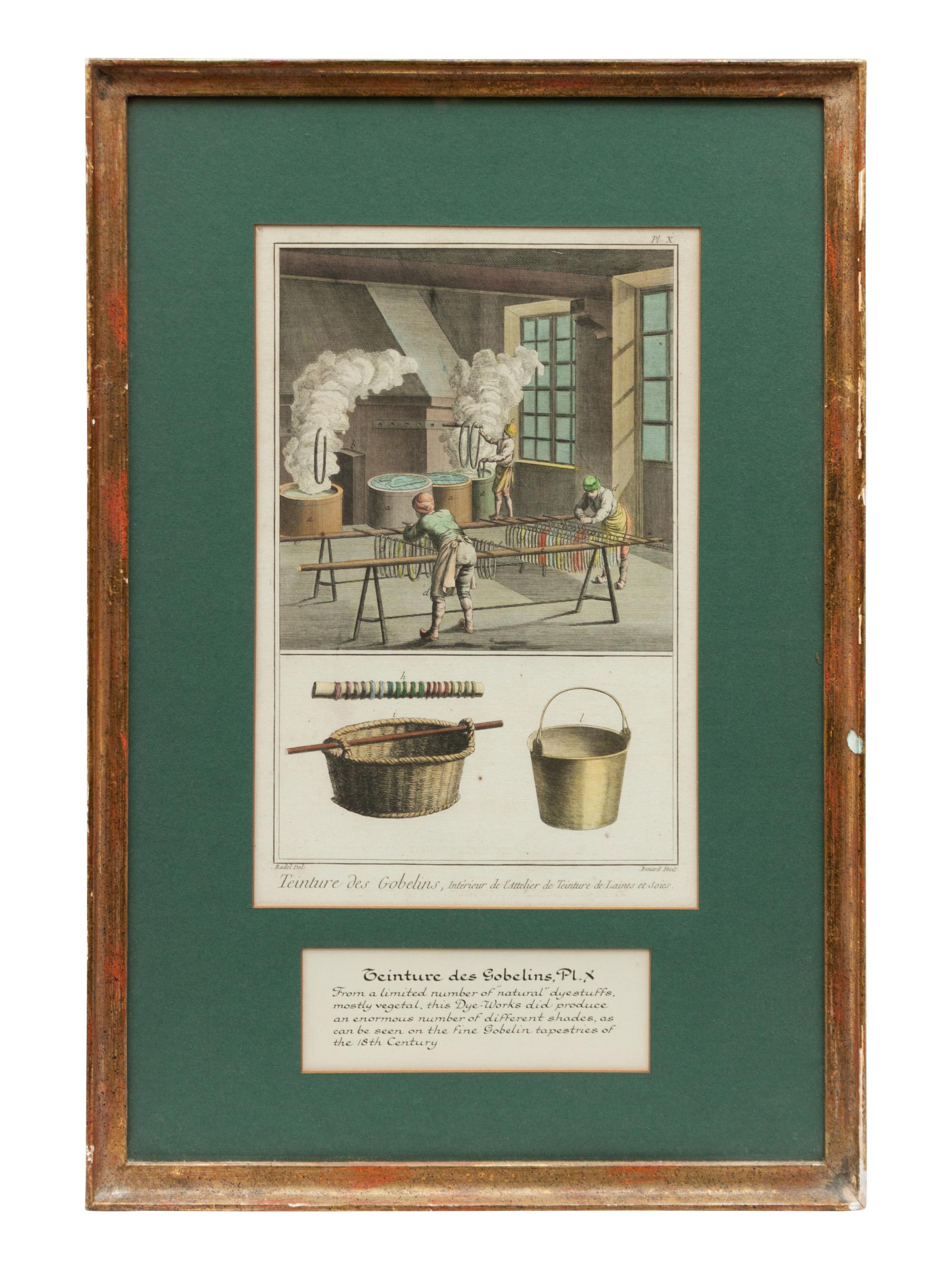 Three Color Engravings from a French Dyeing Manual
