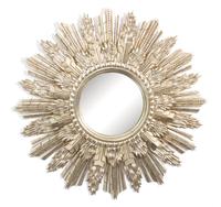 A Starburst Silvered Wood Convex Wall Mirror Diameter 58 inches. — 20TH CENTURY