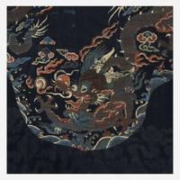 A large Chinese woven silk "Dragon" panel for a robe 17th Century