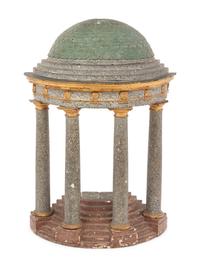 A Grand Tour Style Polychrome Decorated and Parcel Gilt Architectural Model