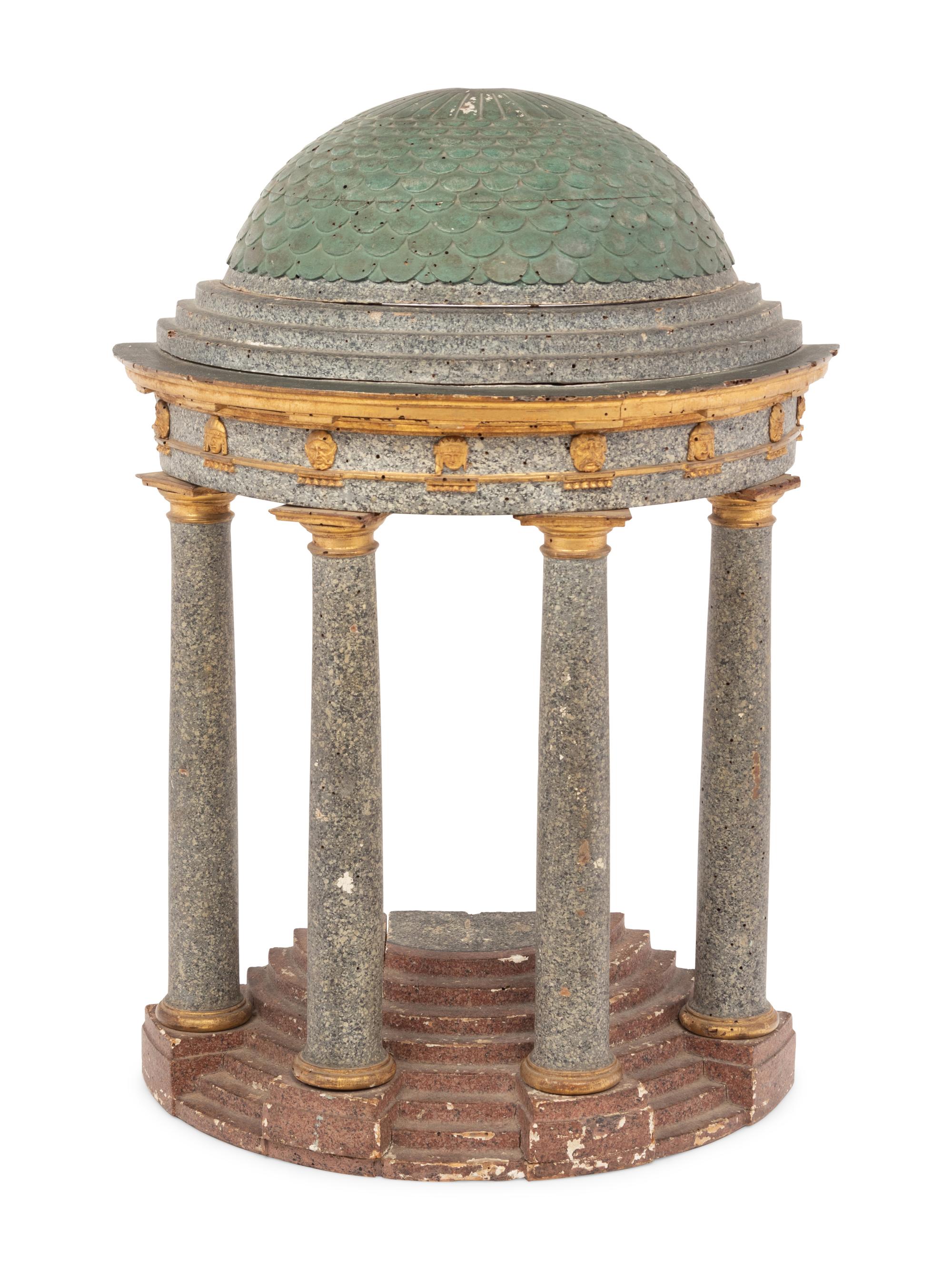 A Grand Tour Style Polychrome Decorated and Parcel Gilt Architectural Model