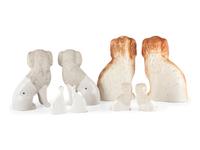 Eight Staffordshire Glazed Earthenware Hounds and Spaniels