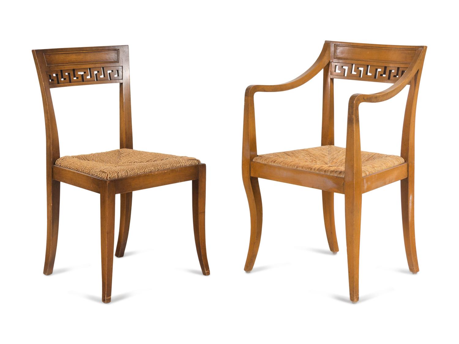 A Set of Ten Neoclassical Style Dining Chairs