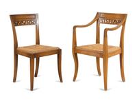 A Set of Ten Neoclassical Style Dining Chairs