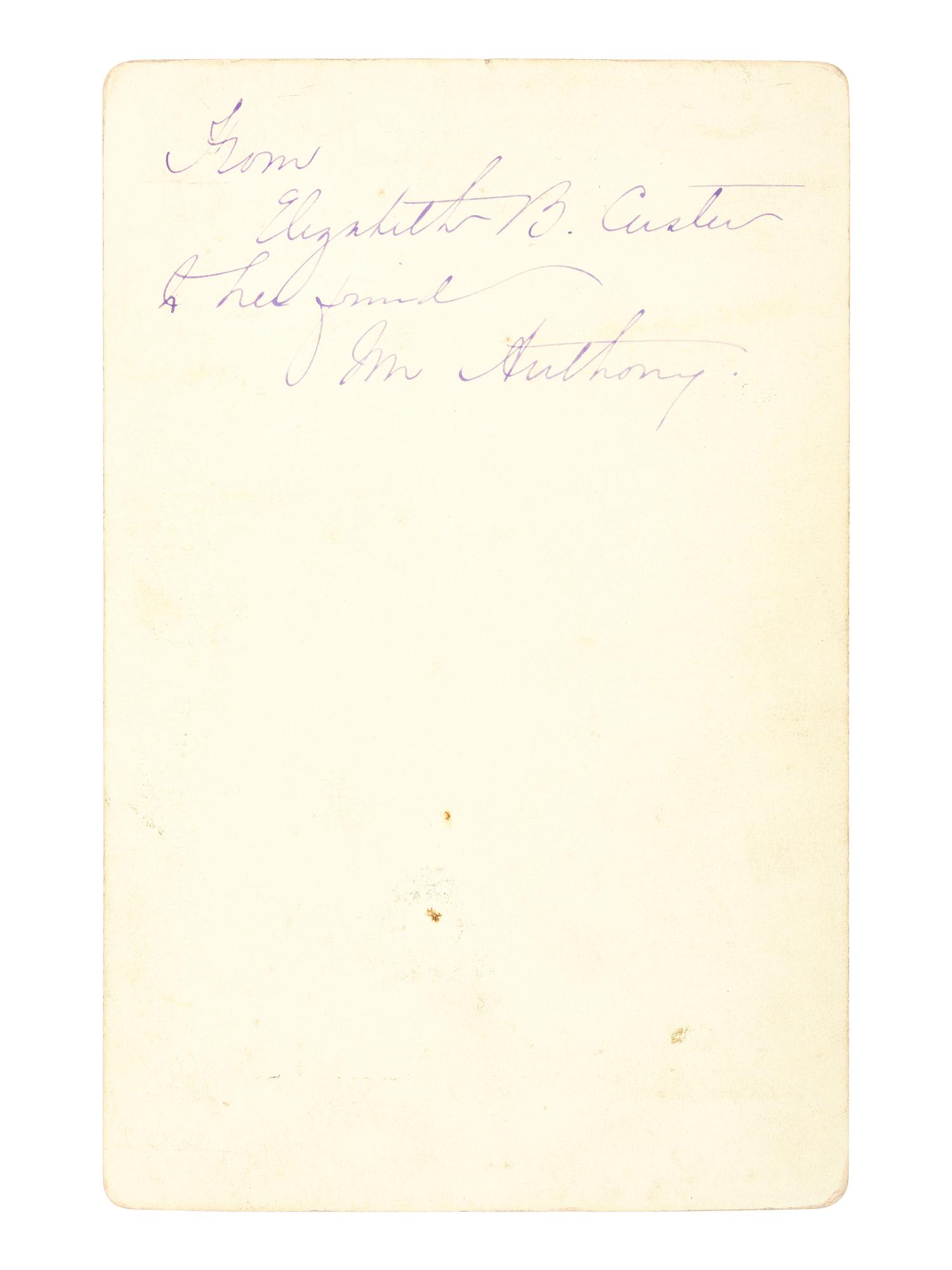 George Custer [CUSTER, GEORGE ARMSTRONG (1839-1876)]. An autographed cabinet card of Custer as lieutenant colonel. From the his last sitting. [New York]: [W. R.Howell], [1876].