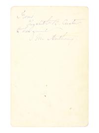 George Custer [CUSTER, GEORGE ARMSTRONG (1839-1876)]. An autographed cabinet card of Custer as lieutenant colonel. From the his last sitting. [New York]: [W. R.Howell], [1876].
