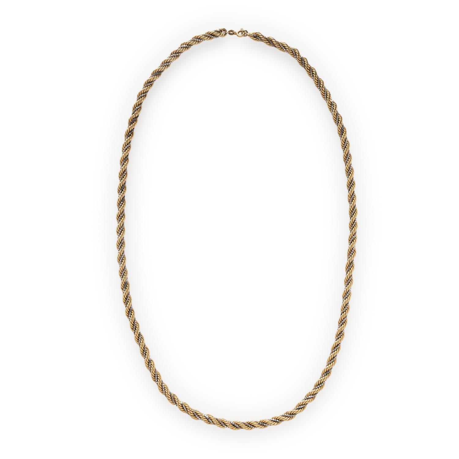 Bicolor Gold Rope Chain Necklace