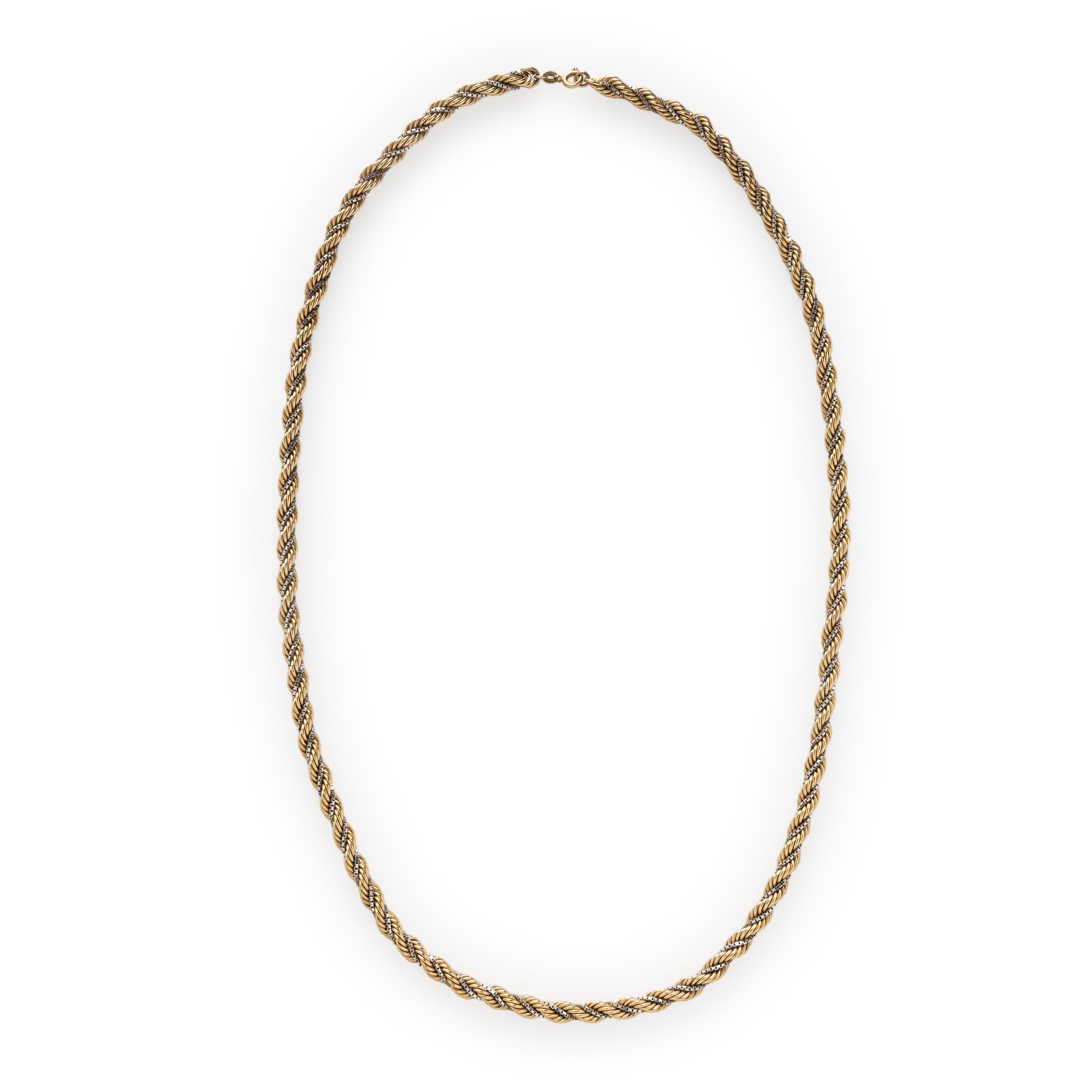 Bicolor Gold Rope Chain Necklace