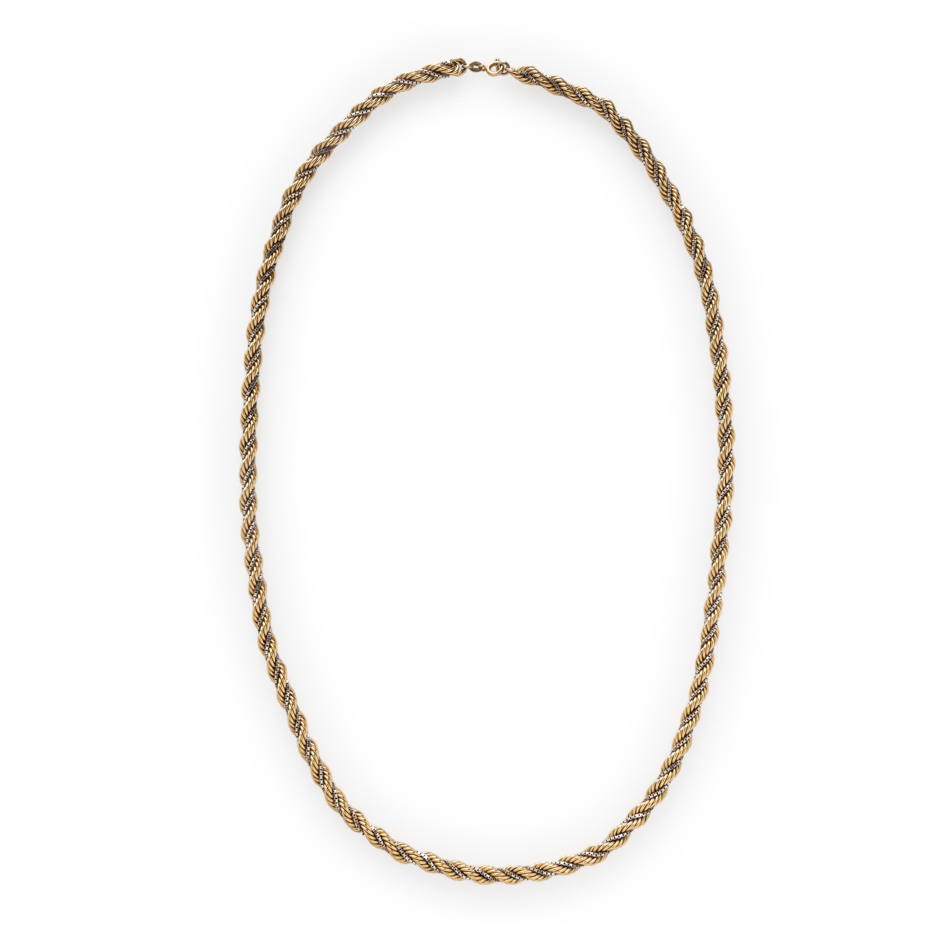 Bicolor Gold Rope Chain Necklace
