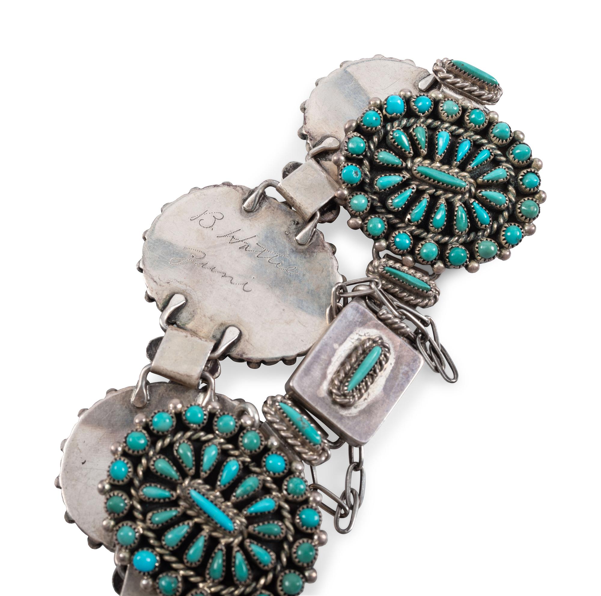 Zuni Silver and Petit Point Turquoise Cluster Suite