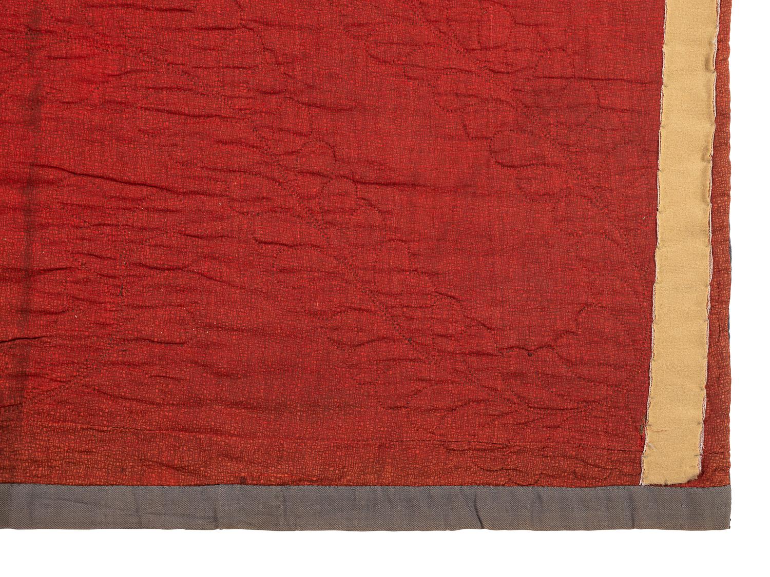An Amish Diamond in the Square Pieced Wool Quilt