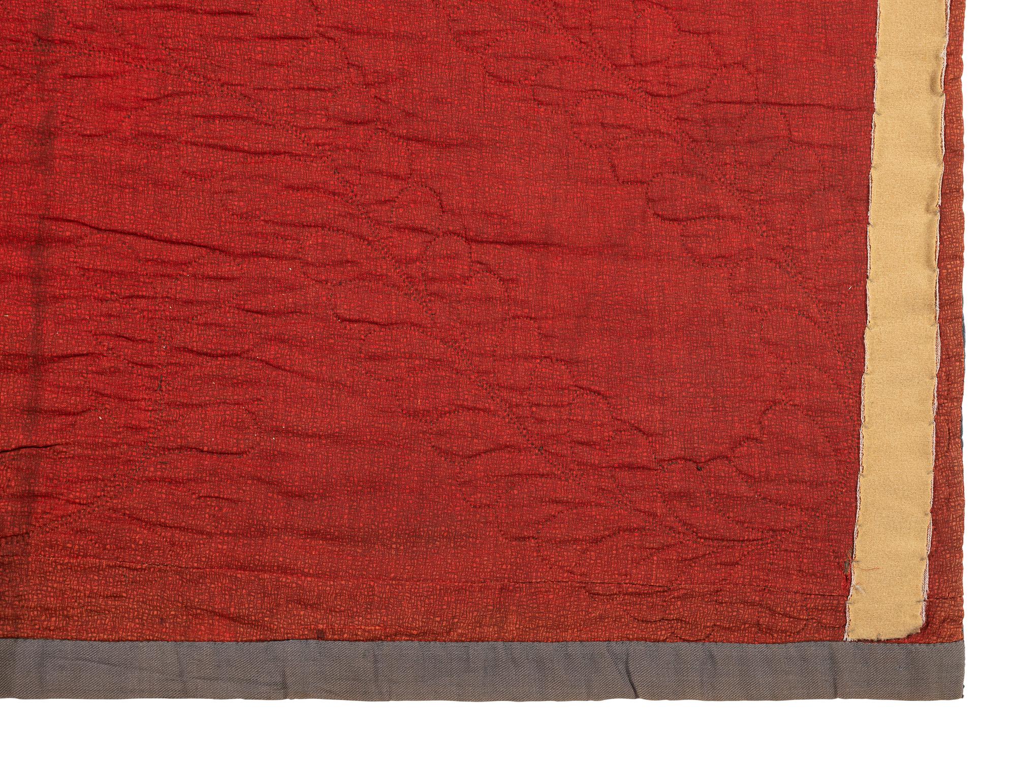 An Amish Diamond in the Square Pieced Wool Quilt