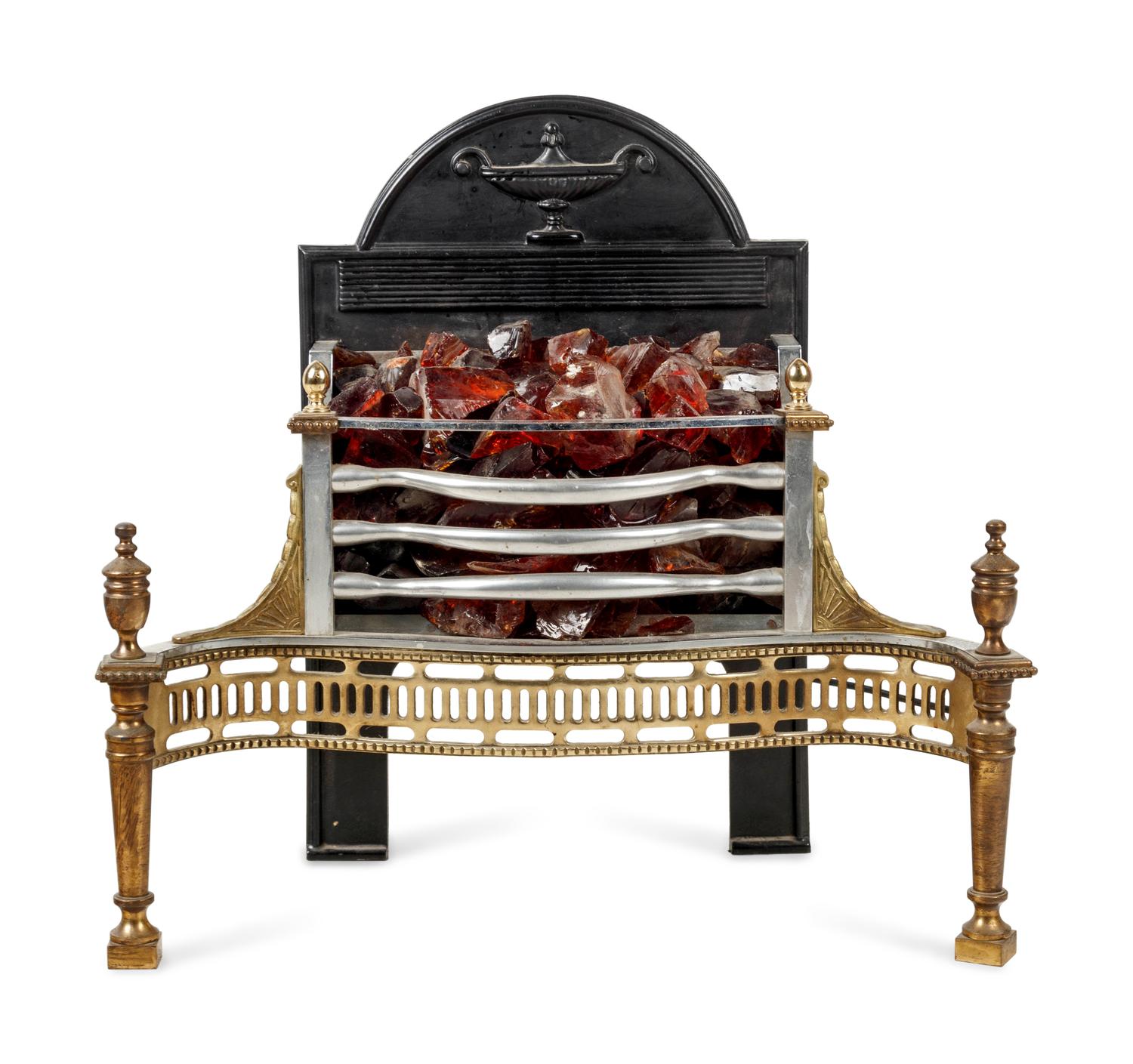 An Edwardian Brass and Steel Fire Grate