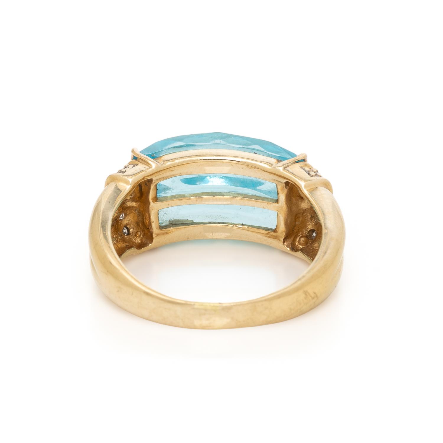 BLUE GLASS, DIAMOND, AND YELLOW GOLD RING AND EARRINGS