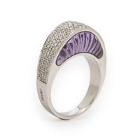 Io Sì by Stefan Hafner, Carved Amethyst, Diamond, and White Gold Ring