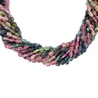 TOURMALINE, GLASS AND DIAMOND TORSADE NECKLACE