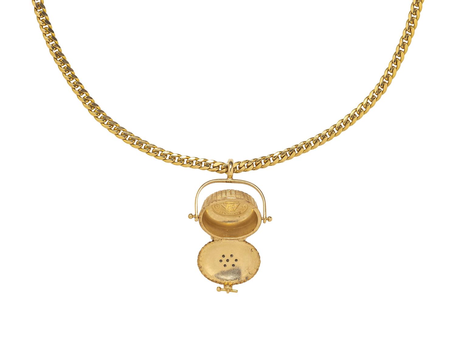 YELLOW GOLD AND DIAMOND NANTUCKET BASKET PENDANT/NECKLACE