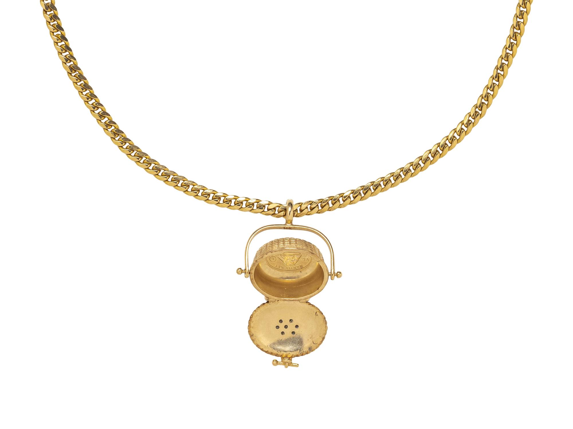 YELLOW GOLD AND DIAMOND NANTUCKET BASKET PENDANT/NECKLACE