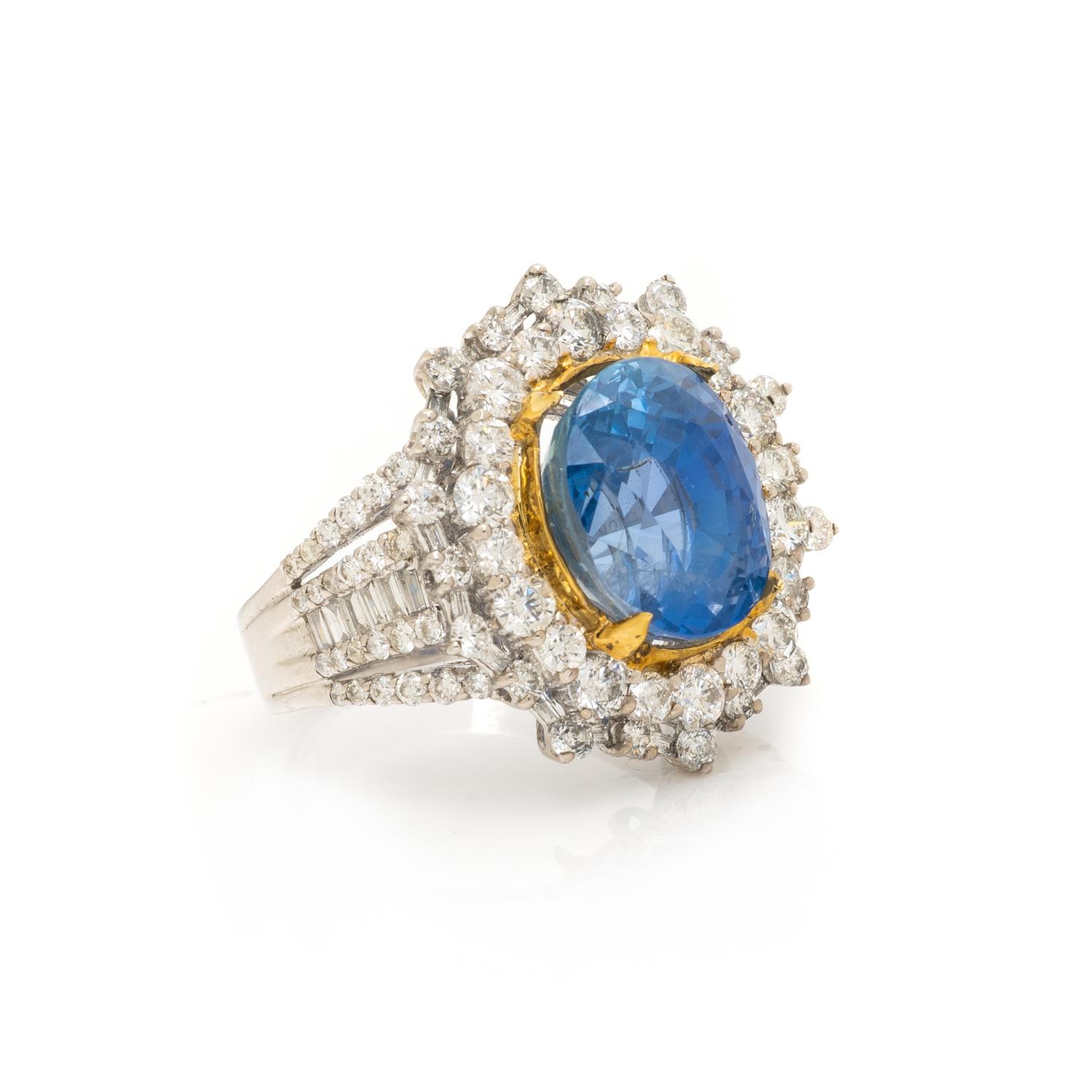 BURMESE SAPPHIRE AND DIAMOND RING