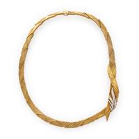 CARTIER, YELLOW GOLD, PLATINUM, AND DIAMOND SPRAY COLLAR NECKLACE