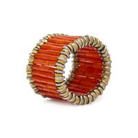 Coral and Yellow Gold Flexible Ring