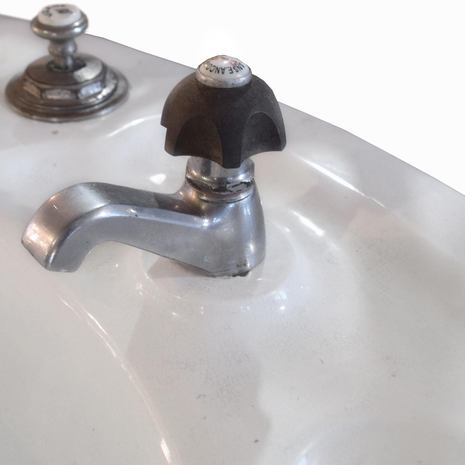 A Porcelain Pedestal Sink 38" W x 27" D x 32.5" H — France, Circa 1900