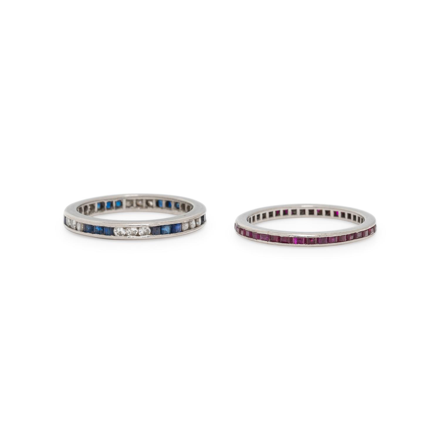 TWO DIAMOND AND GEMSTONE ETERNITY BANDS