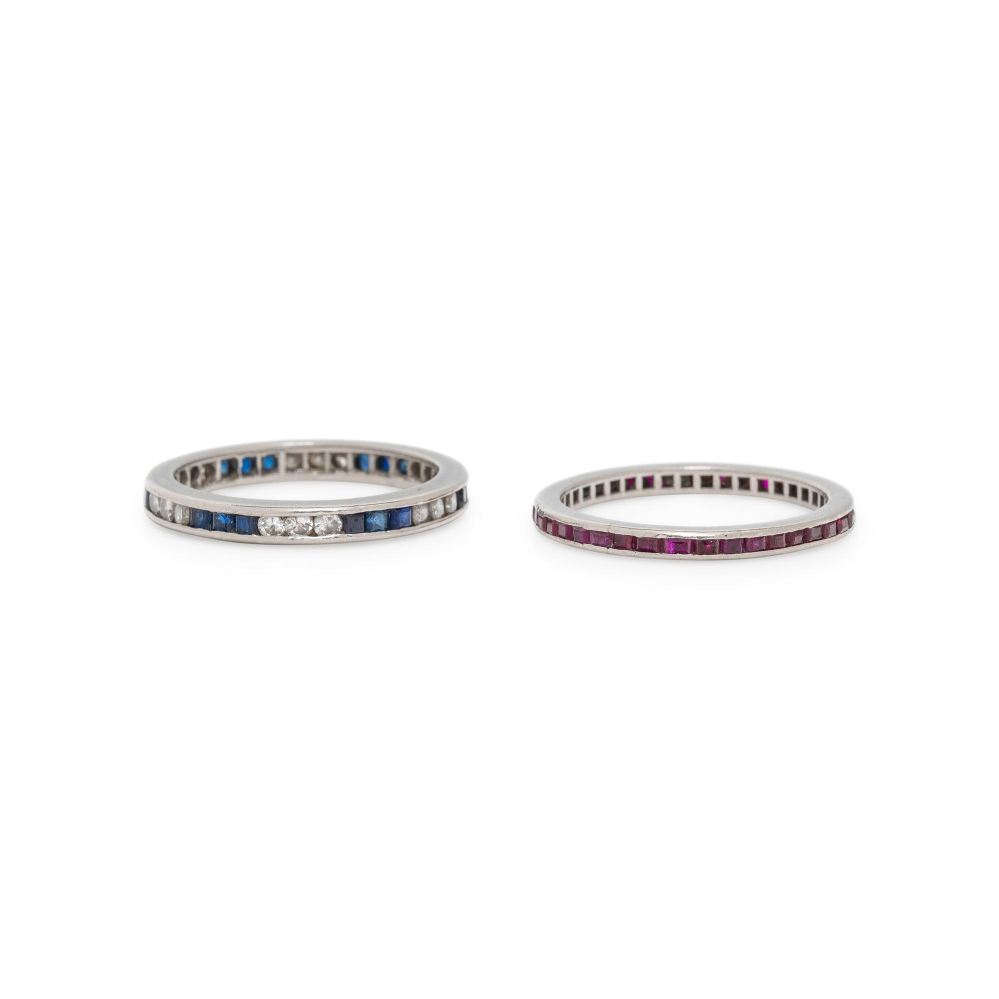 TWO DIAMOND AND GEMSTONE ETERNITY BANDS