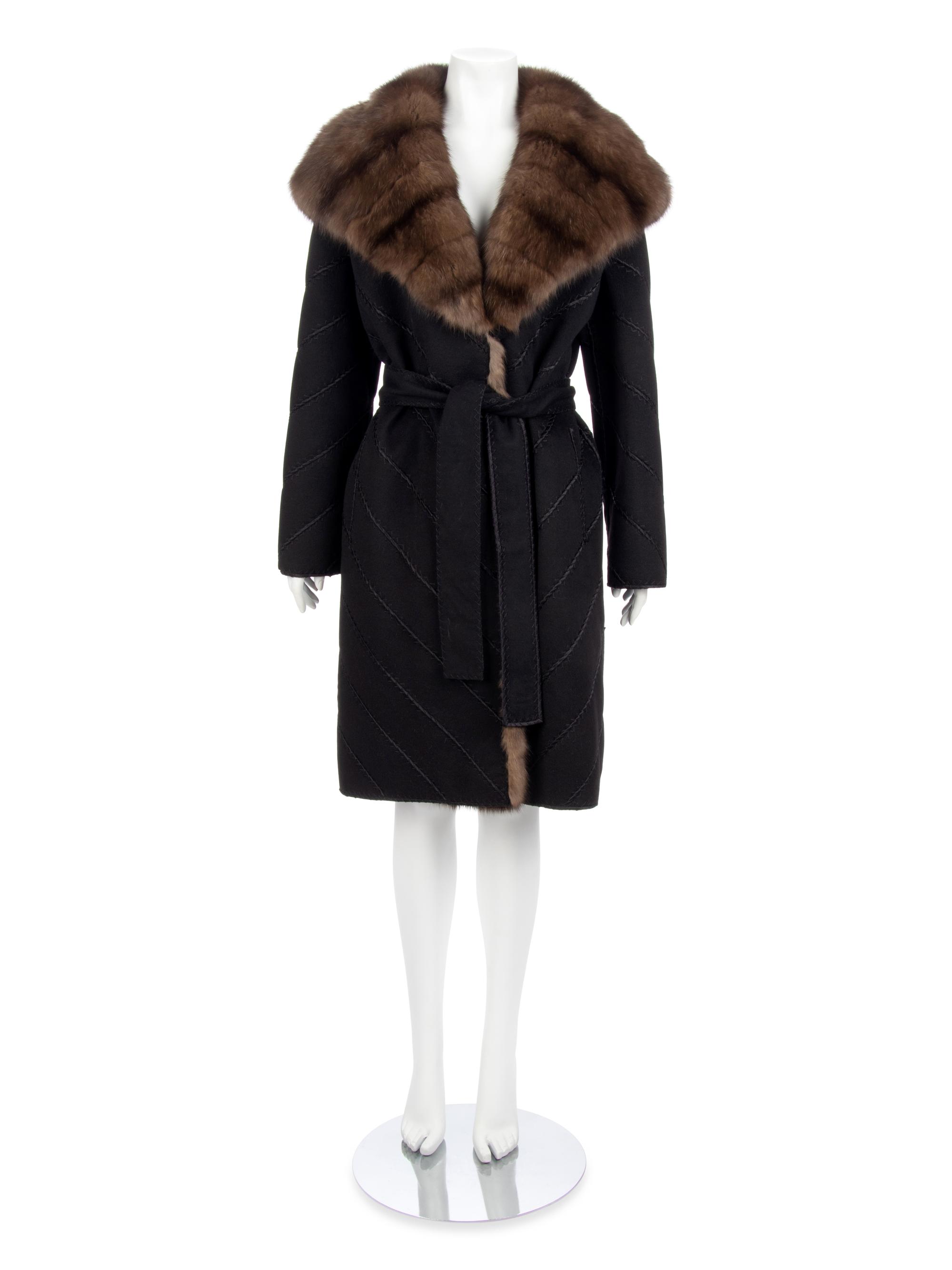 J. Mendel Black Cashmere Coat with Barguzin Sable Trim, 2000-10s,
