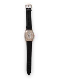 FRANCK MULLER, 18K WHITE GOLD TRIPLE-TIME 'CINTRÉE CURVEX MASTER BANKER HAVANA' WATCH