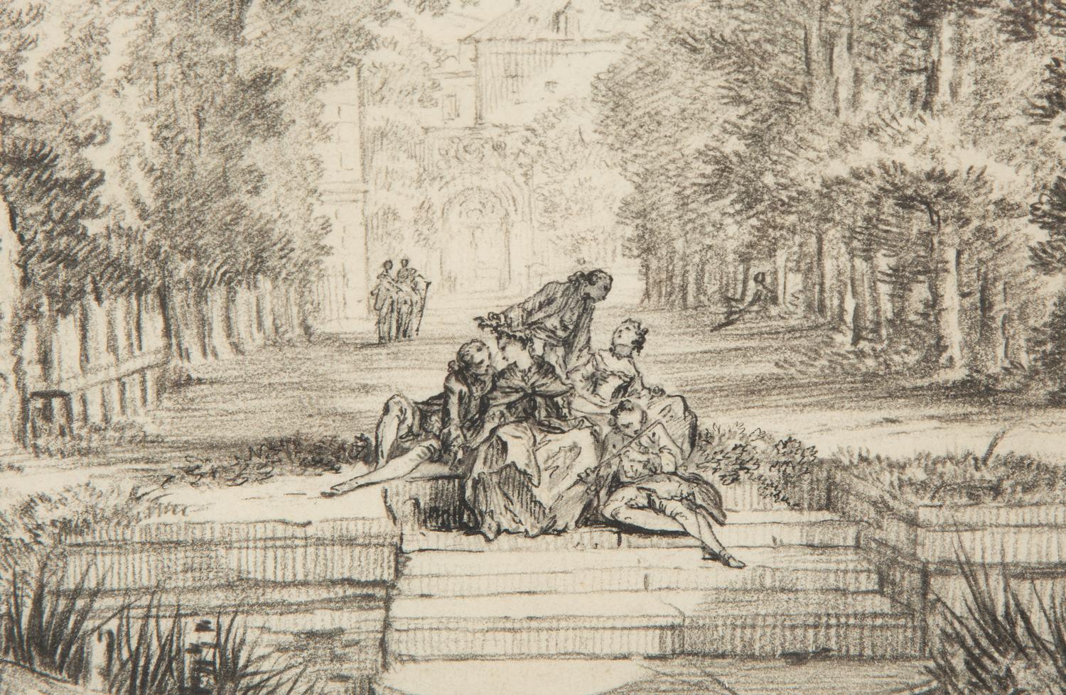 Figures in a Manor Garden