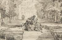 Figures in a Manor Garden