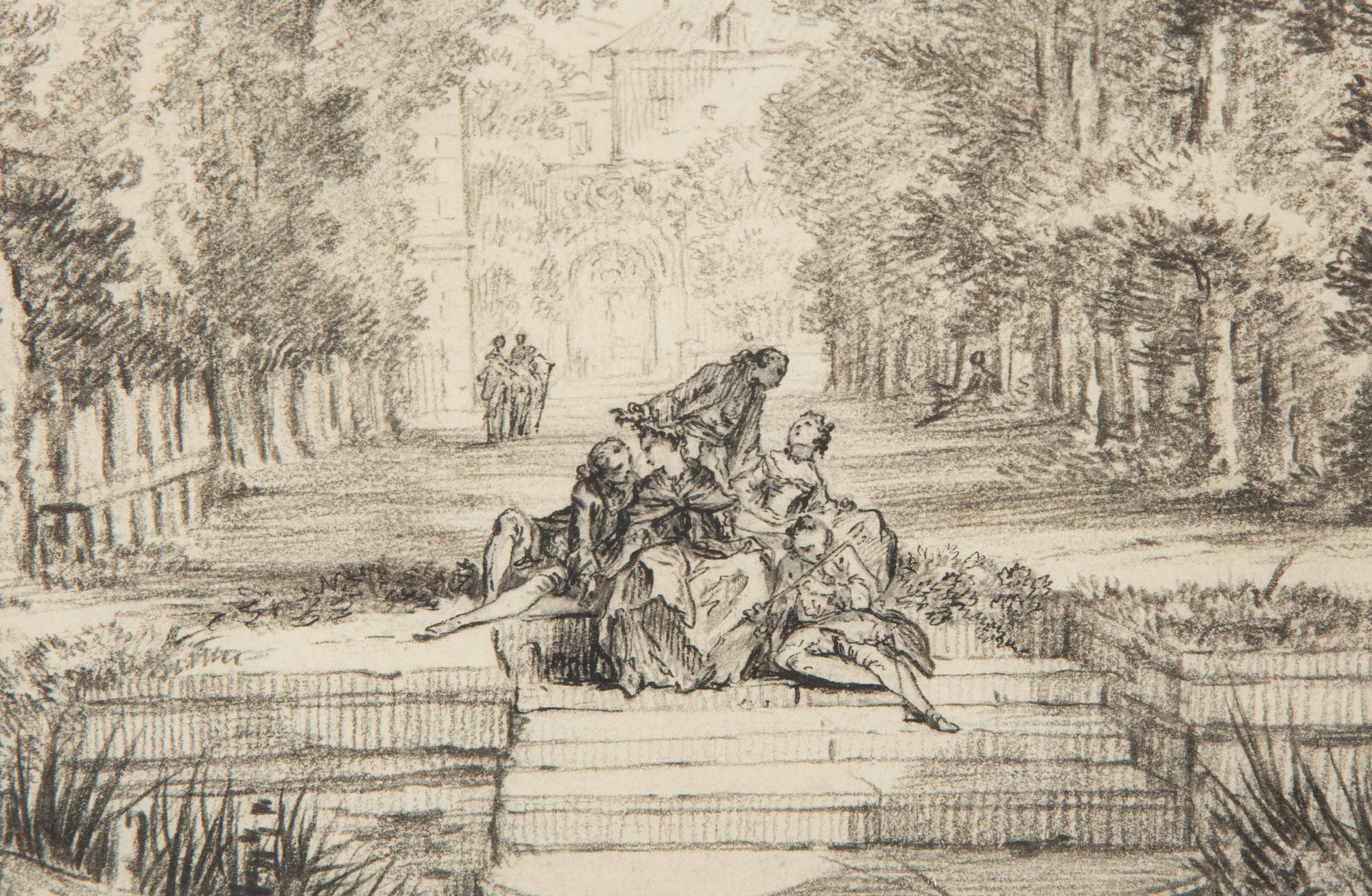 Figures in a Manor Garden