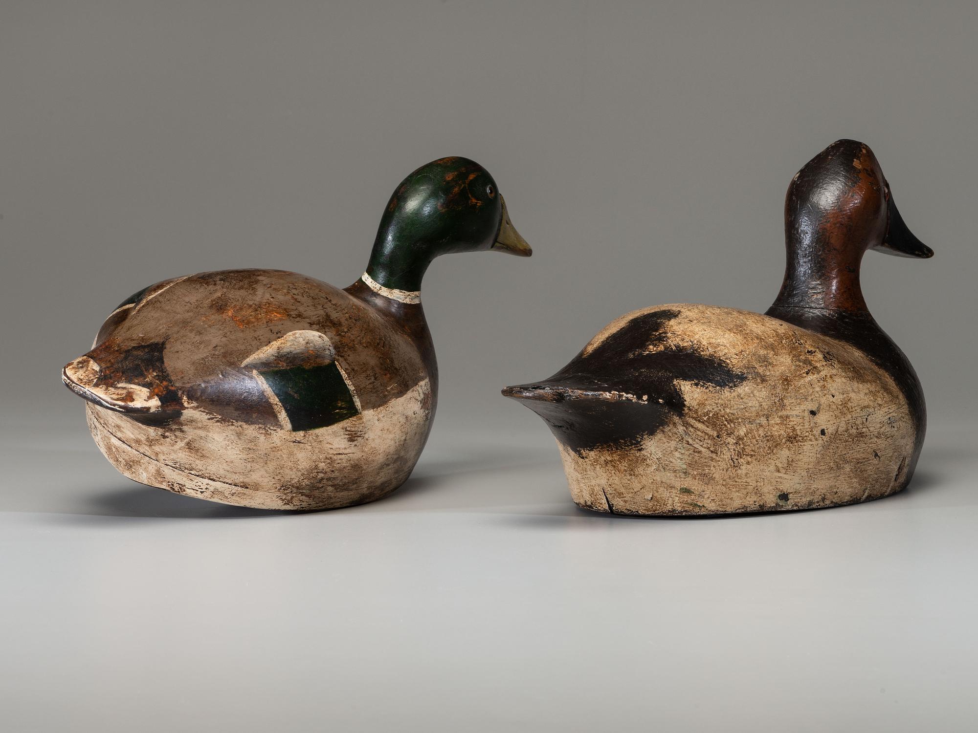 Two Carved Wood Working Decoys