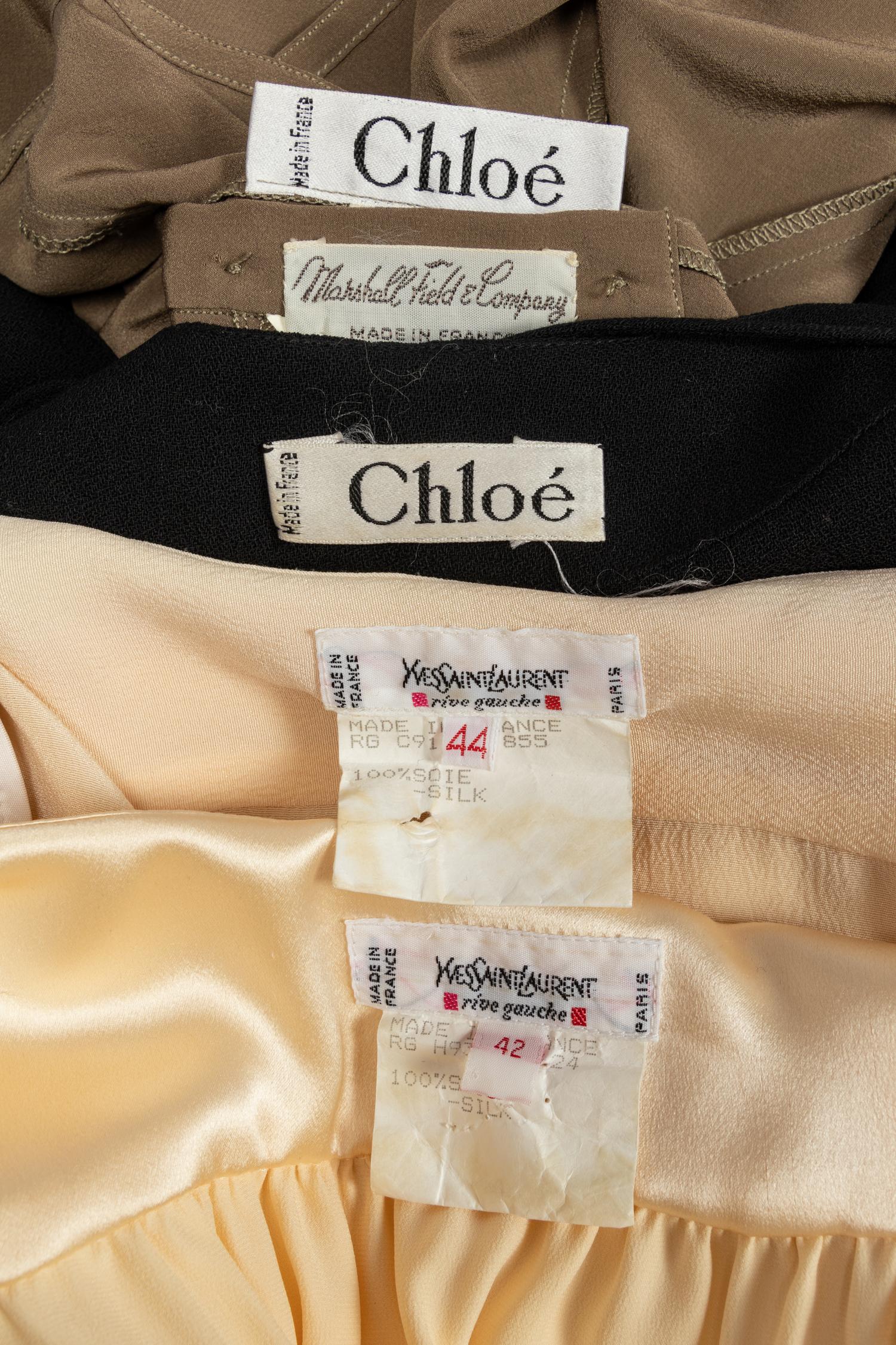 Four Designer Tops: Two Yves Saint Laurent Rive Gauche & Two Chloé by Karl Lagerfeld, 1980-90s