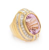 A Yellow Gold, Kunzite and Diamond Ring, 19.70 dwts.