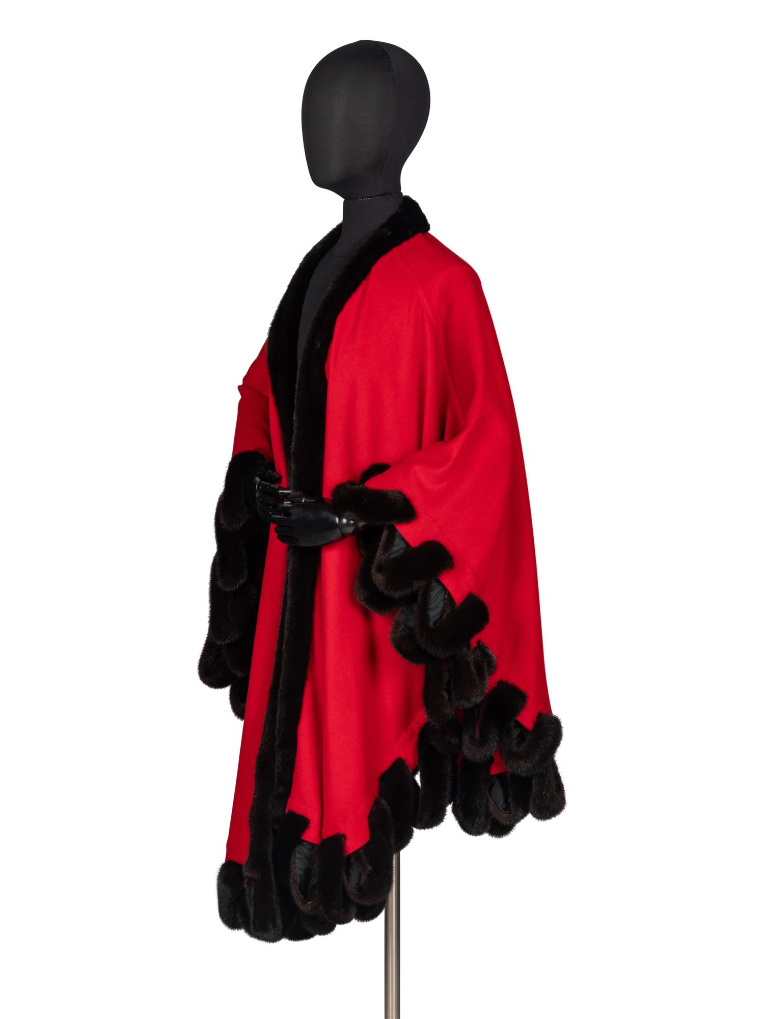 J. Mendel Cape With Looped Mink Trim