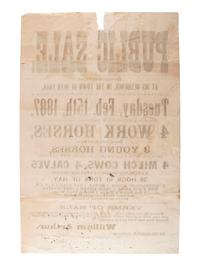 [ILLINOIS]. A group of 3 large nineteenth-century land and estate sale broadsides, comprising: