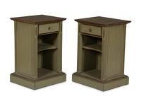 A Pair of Green Painted Pedestal Side Tables