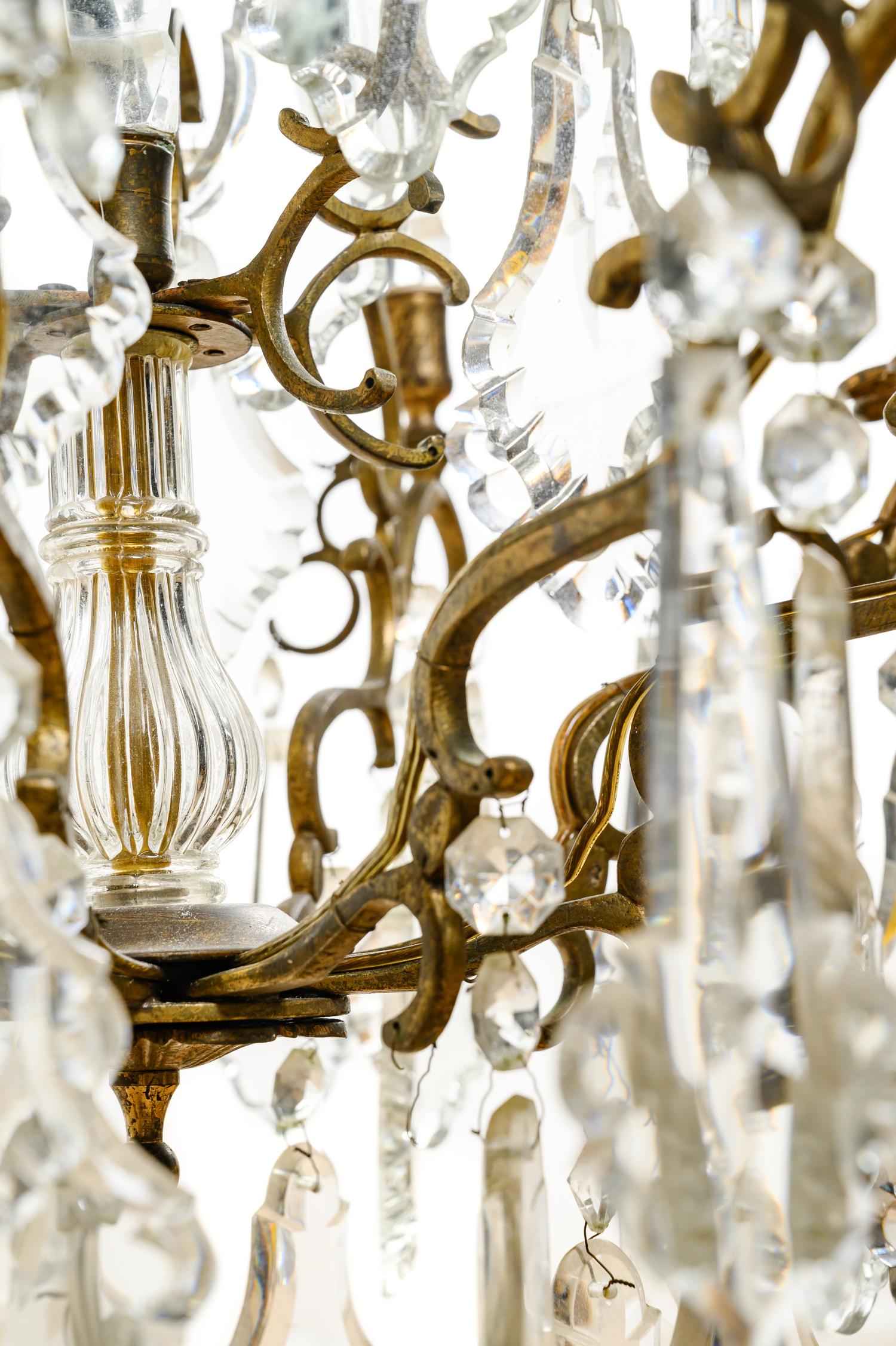 A French Gilt Bronze and Cut Glass Six-Light Chandelier