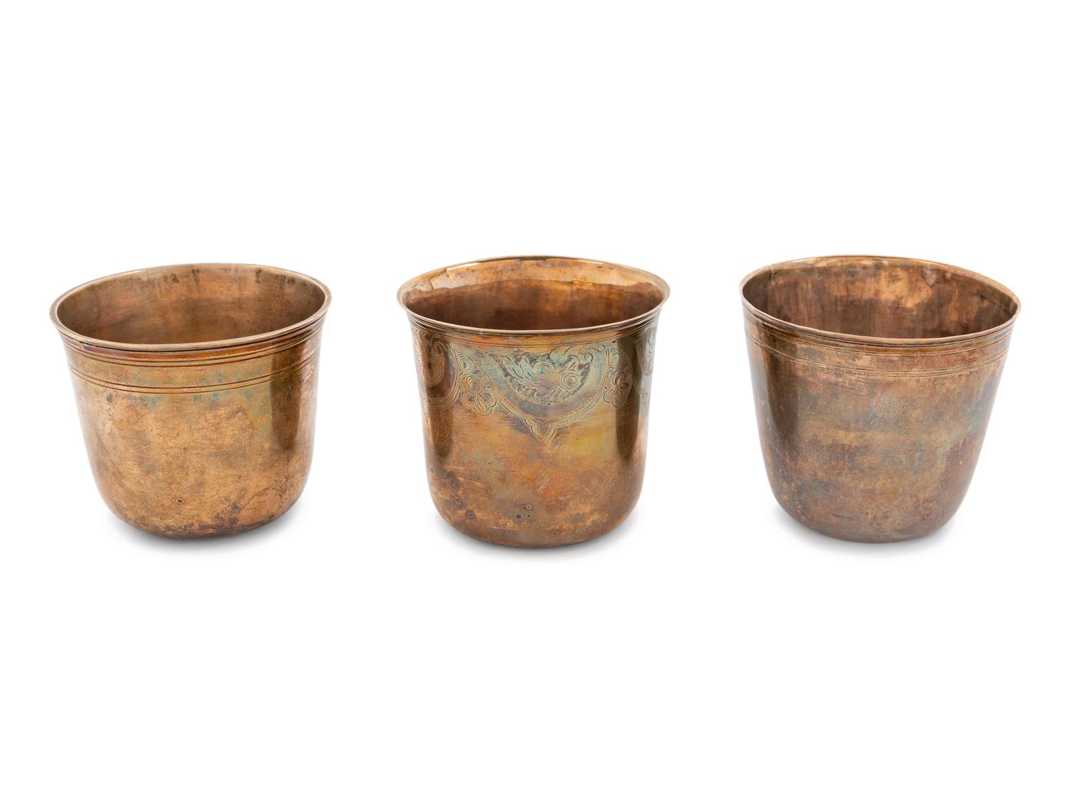 A Group of Three French Silver Tumblers