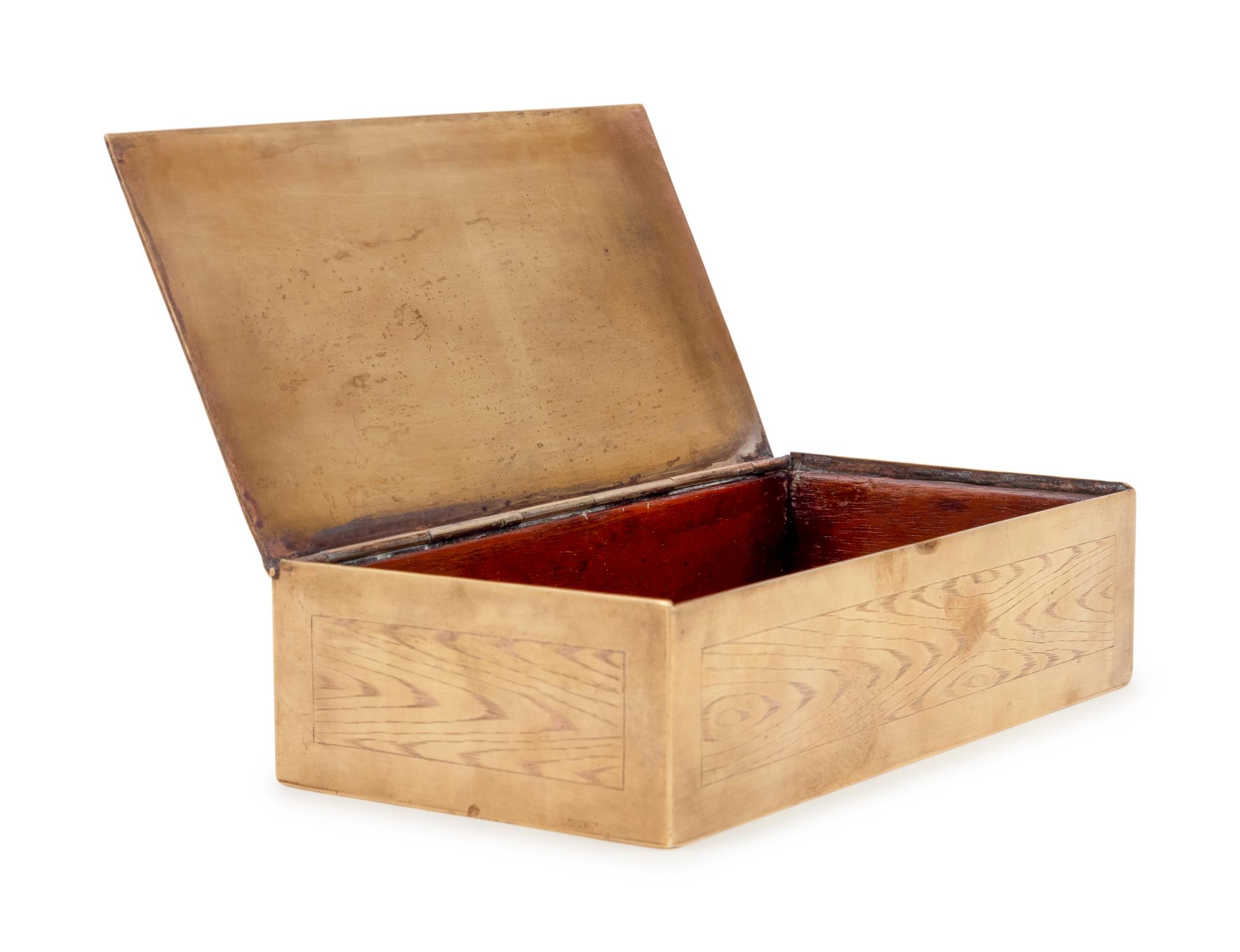 A Russian Bronze Trompe l'Oeil Cigar Humidor