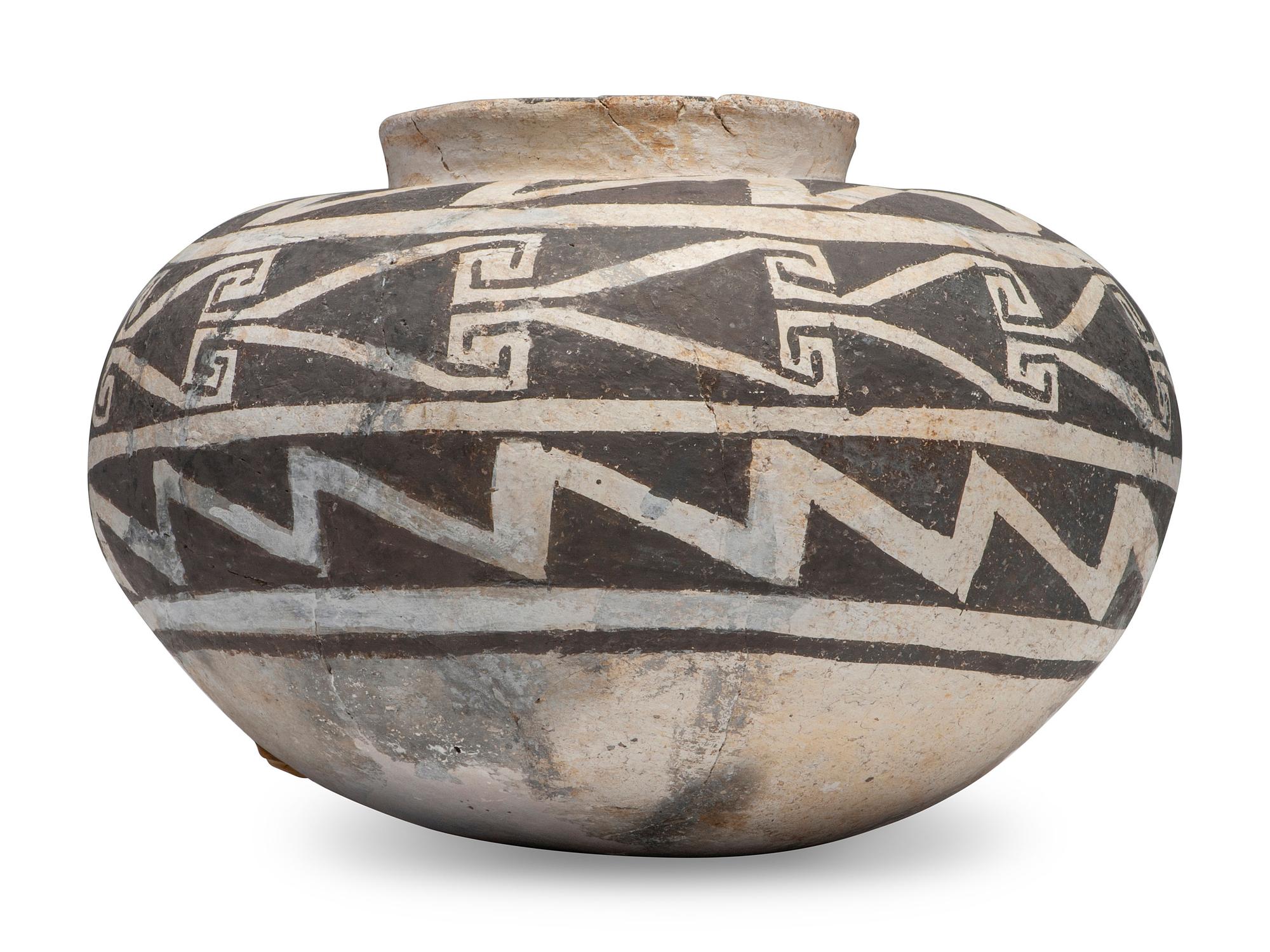 Ancestral Pueblo Black-on-White Pottery Bowl