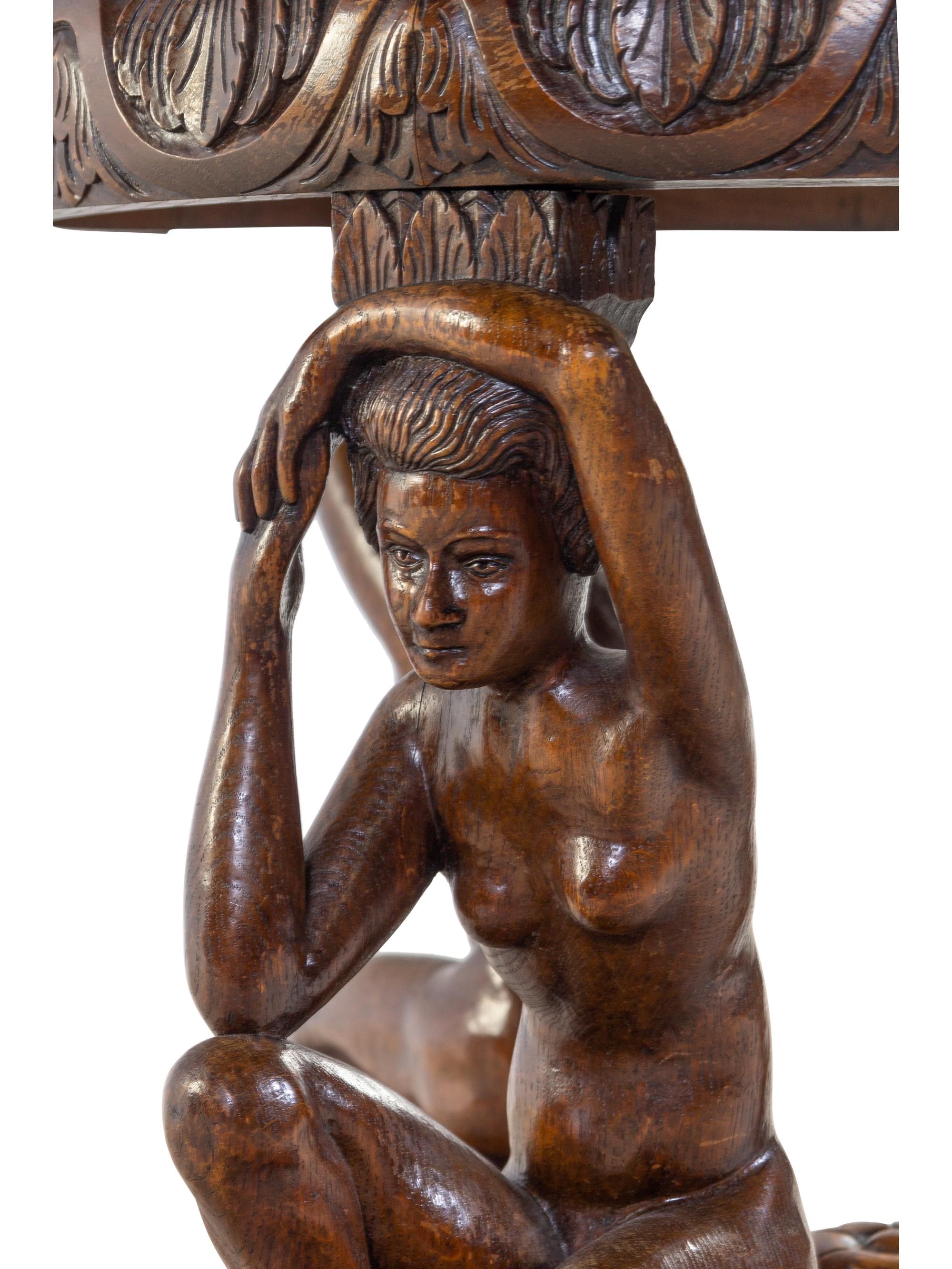 A Northern European Oak Figural Table
