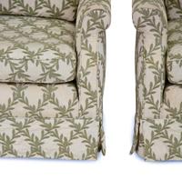 A Pair of French Embroidered Silk Upholstered Club Chairs