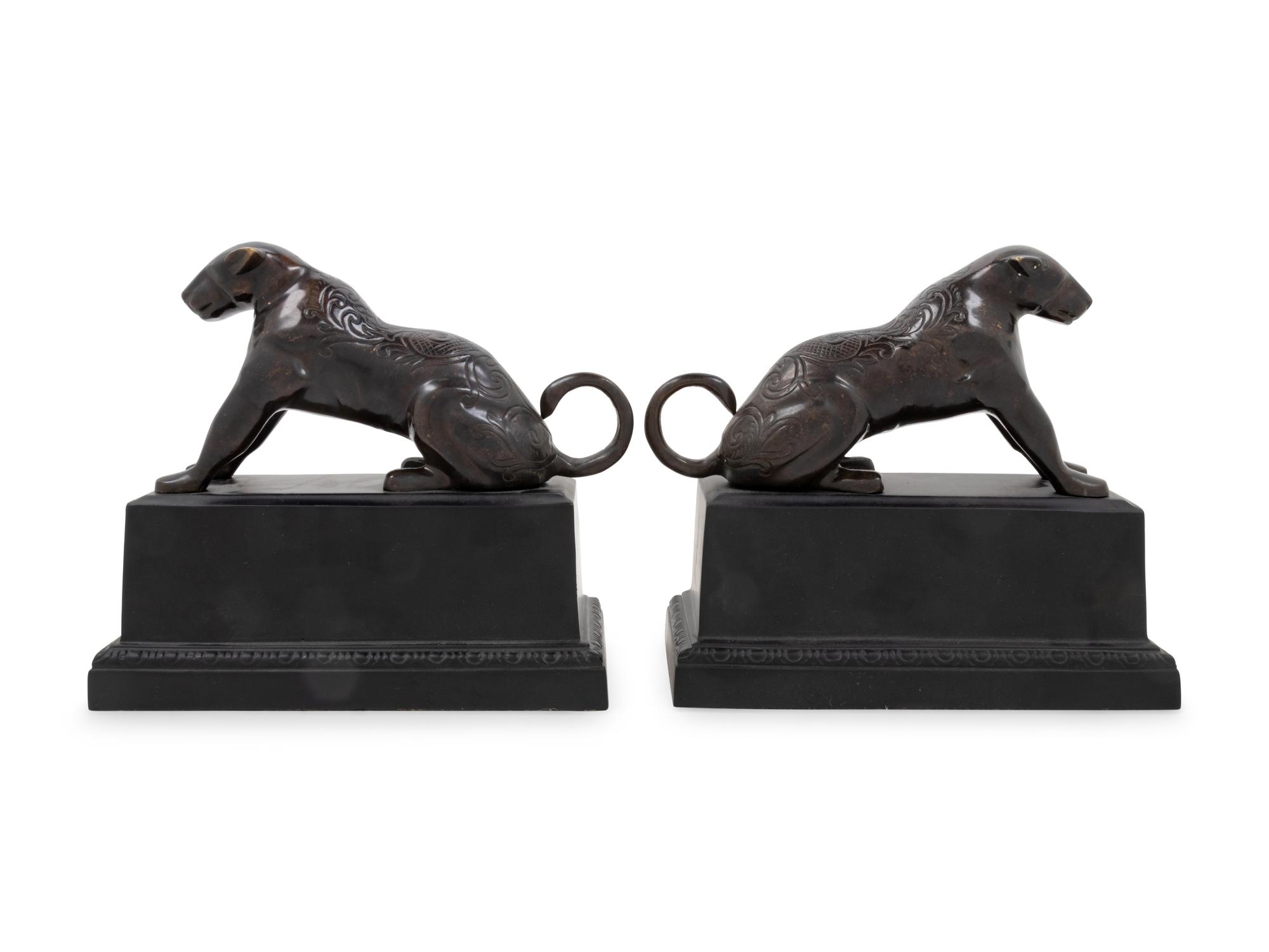 A Pair of Cast Metal Dog Bookends
