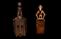 Two Dogon Wood Masks with Figures