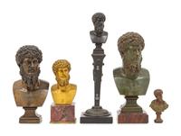 Five Continental Bronze Small Busts of Emperor Lucius Verus