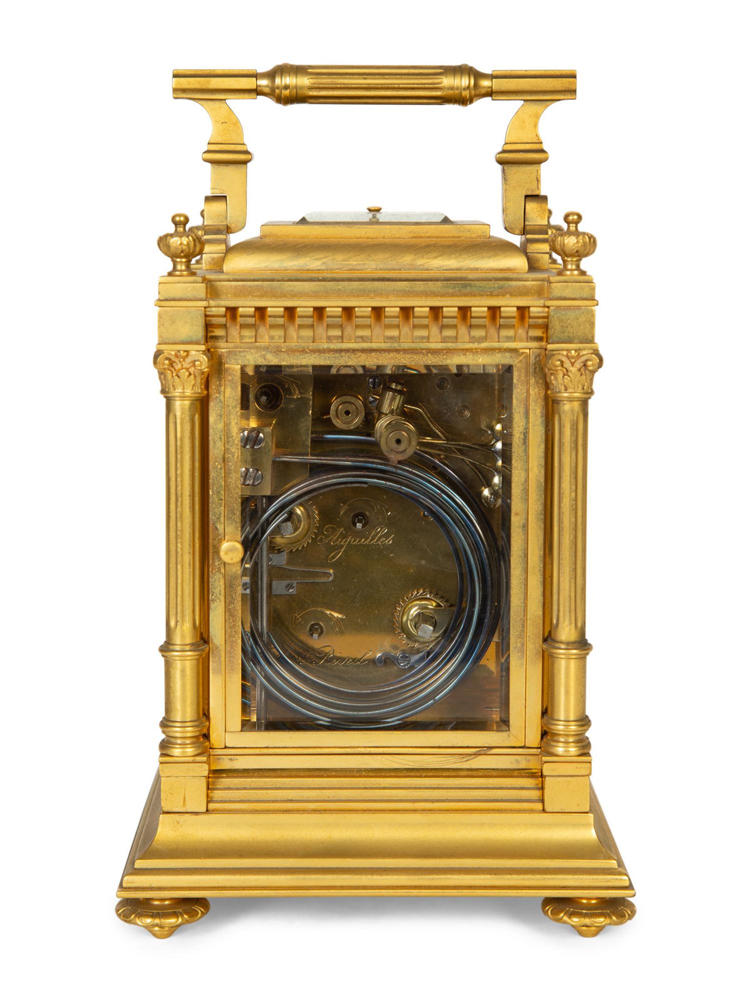 A French Bronze Repeating Carriage Clock with Aiguilles Movement